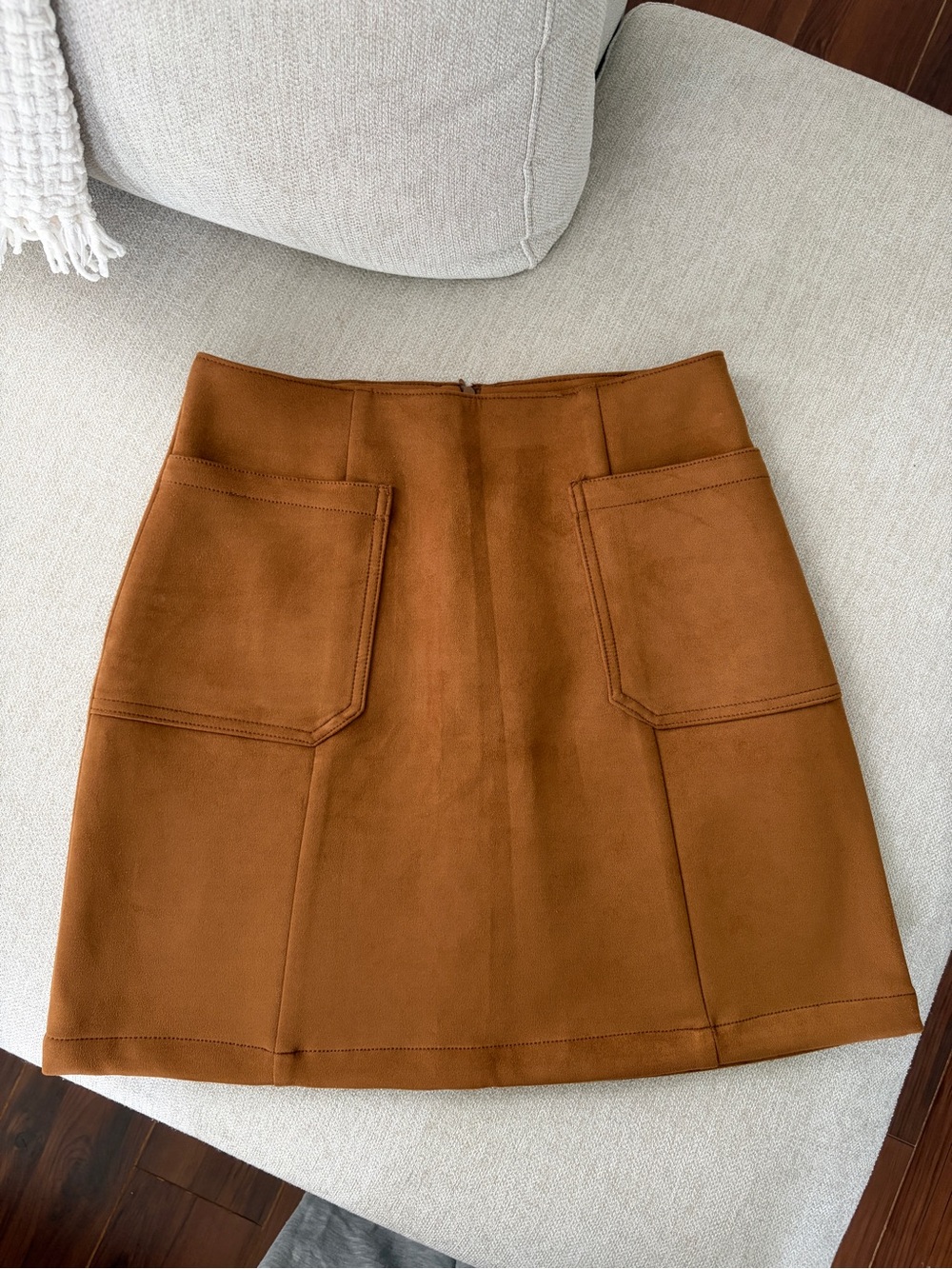 Women’s Brown Suede Pocket A-Line Skirt
